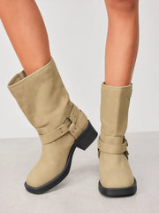 BUCKLE CHUNKY HEEL ANKLE BOOTS