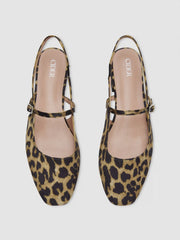 LEOPARD PRINT BUCKLE SLINGBACK FLATS