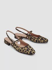 LEOPARD PRINT BUCKLE SLINGBACK FLATS