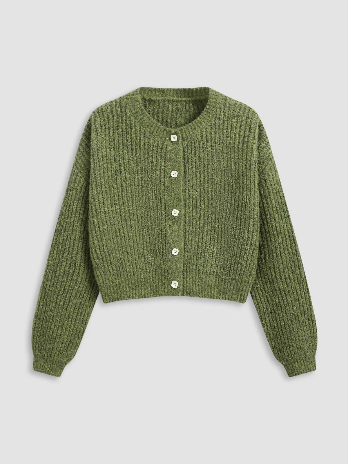 Knit Round Neckline Button Cardigan