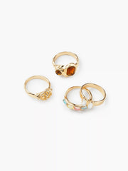 4PCS EMBEDDED RHINESTONE RING SET