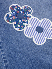 Cider Denim Mid Rise Floral Appliques Wide Leg Jeans Curve & Plus