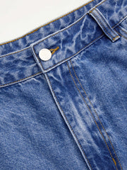 Cider Denim Mid Rise Floral Appliques Wide Leg Jeans Curve & Plus
