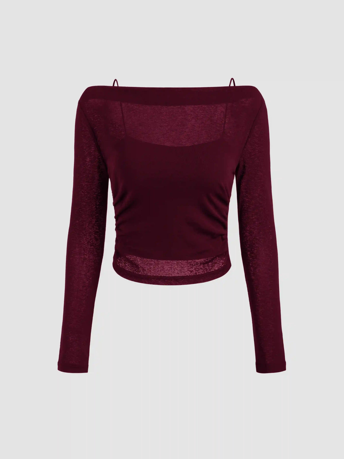 Boat Neck Long Sleeve Two-piece Top