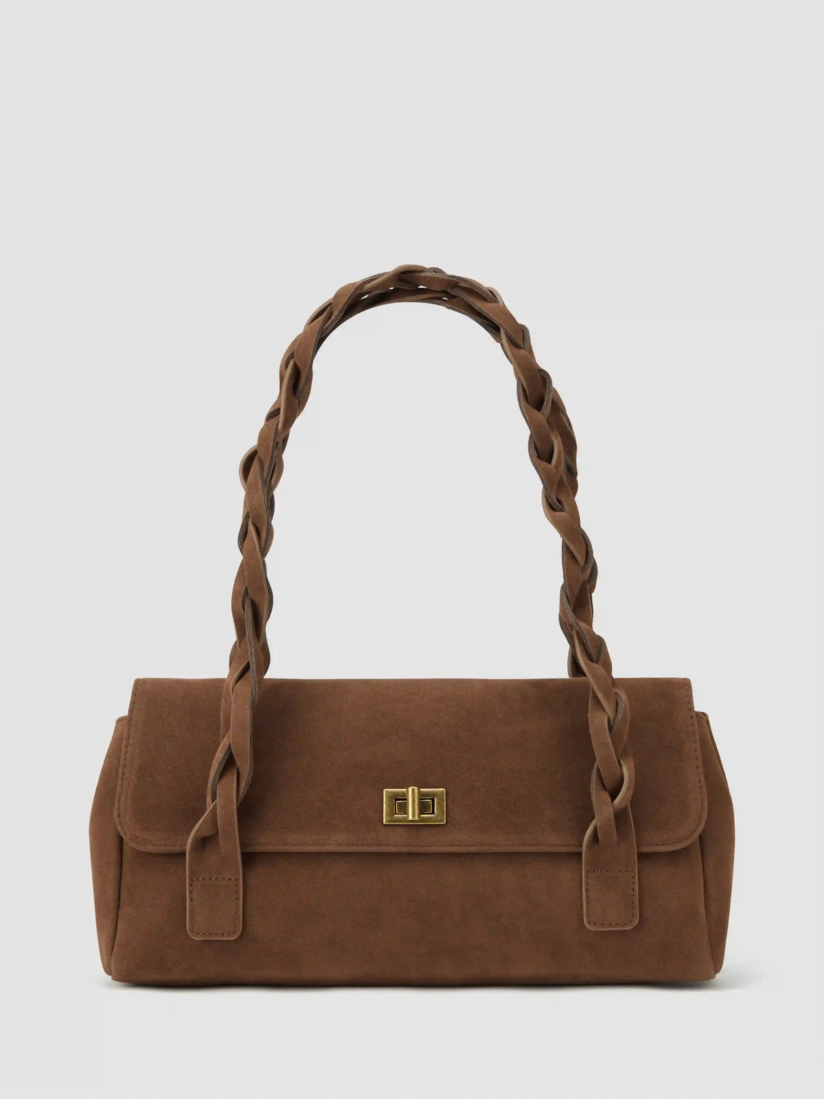 BRAIDED FAUX SUEDE SHOULDER BAG