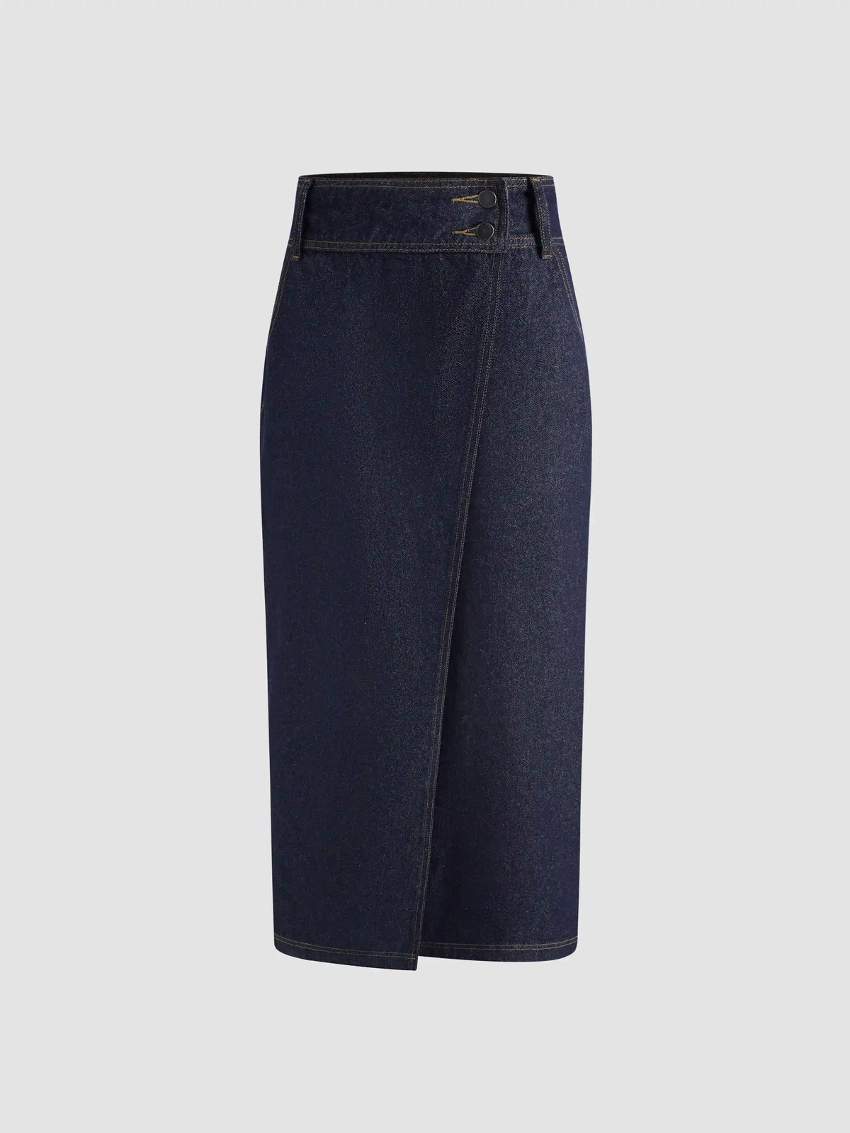 Denim Mid Rise Wrap Pocket Maxi Skirt