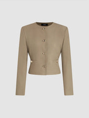 Round Neckline Knotted Crop Blazer