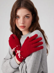 BOWKNOT KNITTED GLOVES