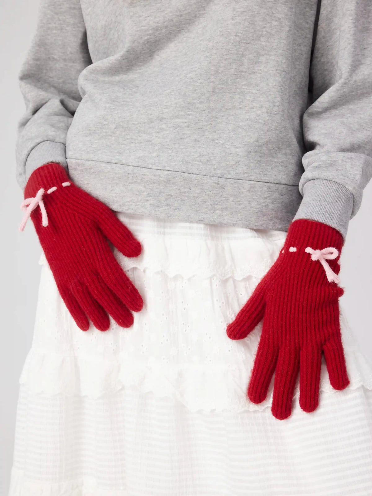 BOWKNOT KNITTED GLOVES