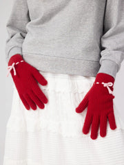 BOWKNOT KNITTED GLOVES