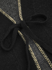 Knit V-neck Ghost Graphic Knotted Cardigan