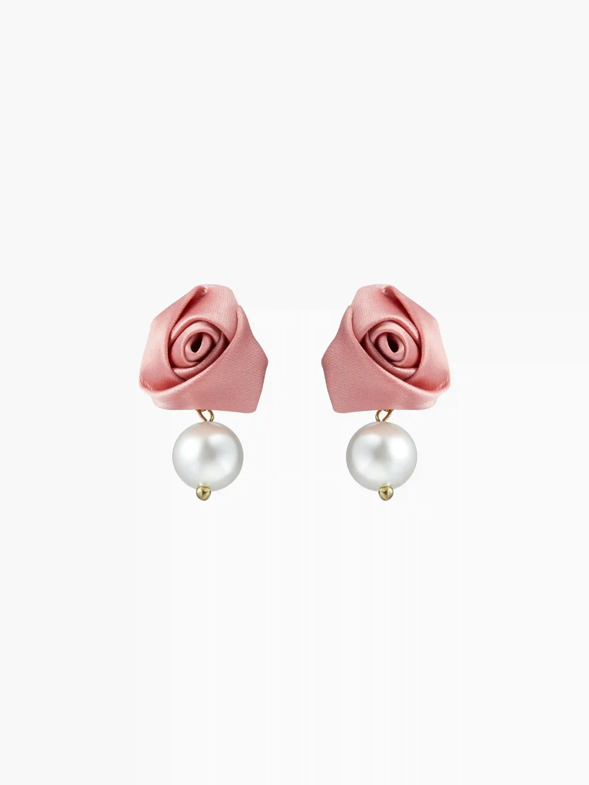 FAUX PEARL & ROSE DROP EARRINGS