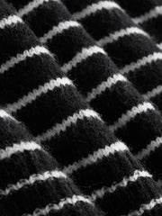 Knit Wool-blend Boat Neck Striped Oversized Sweater