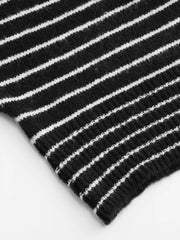 Knit Wool-blend Boat Neck Striped Oversized Sweater