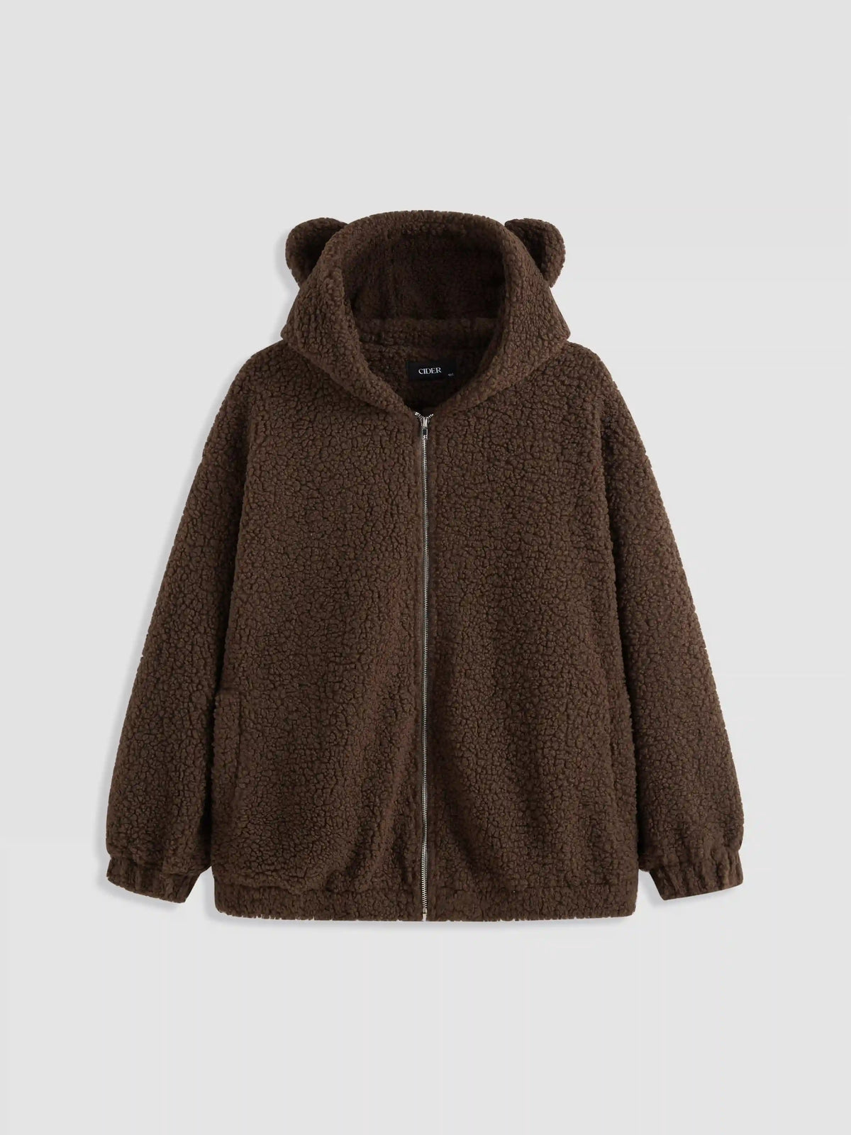 Teddy Fleece Jacket With Hood Curve & Plus