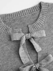 Knit Round Neckline Solid Tie Front Cardigan Curve & Plus
