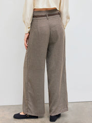 Belted High Rise Houndstooth Trouser