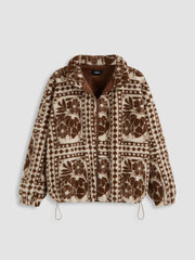Printed Fleece Zip Front Jacket Curve & Plus
