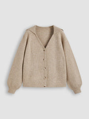 Knit Collar Oversized Long Sleeve Cardigan