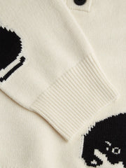 Knit Polo Cat Long Sleeve Top Curve & Plus
