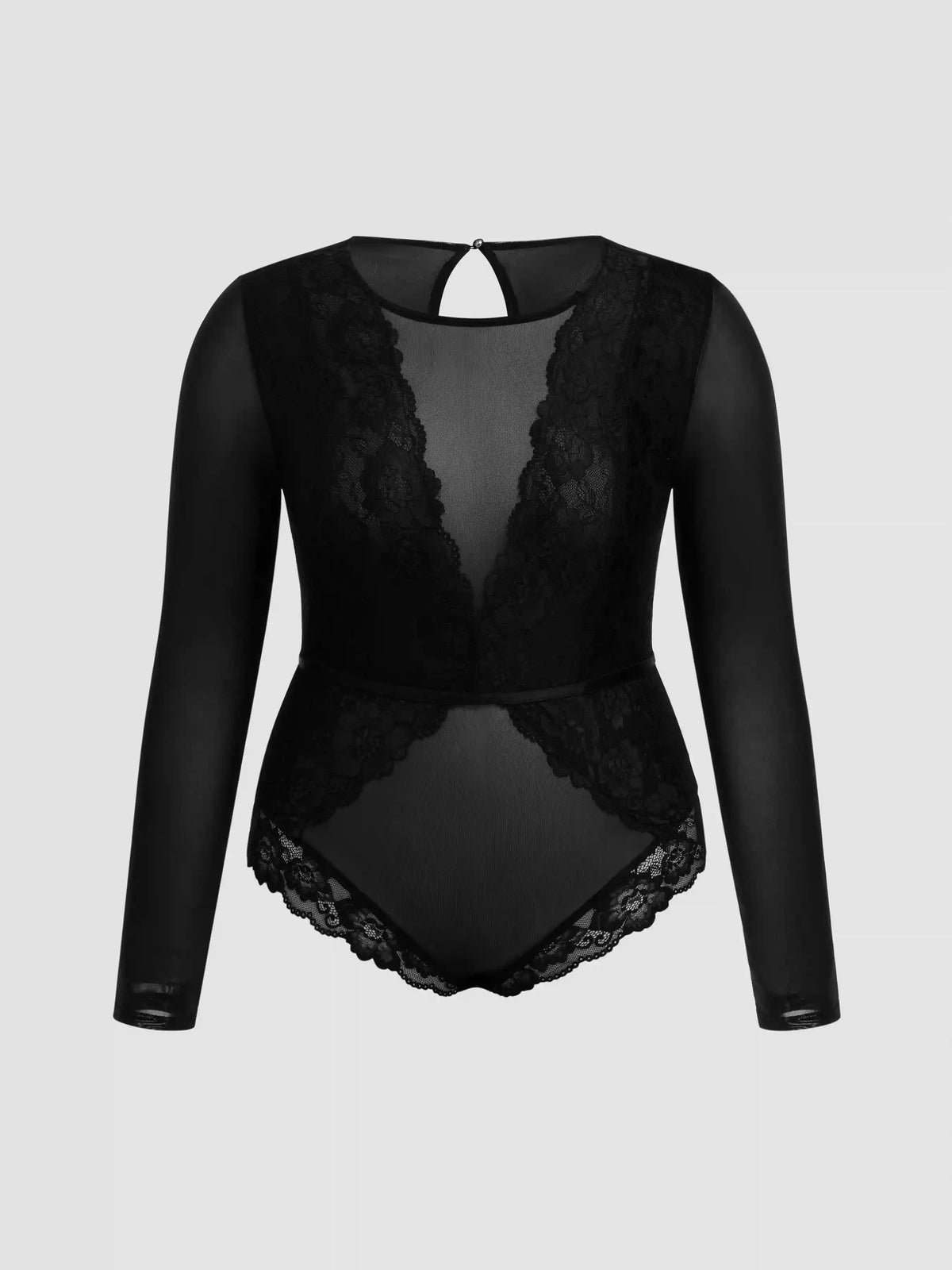 Lace Round Neckline See-through Bodysuit Curve & Plus