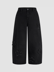 Denim Mid Rise Star Barrel-leg Jeans Curve & Plus