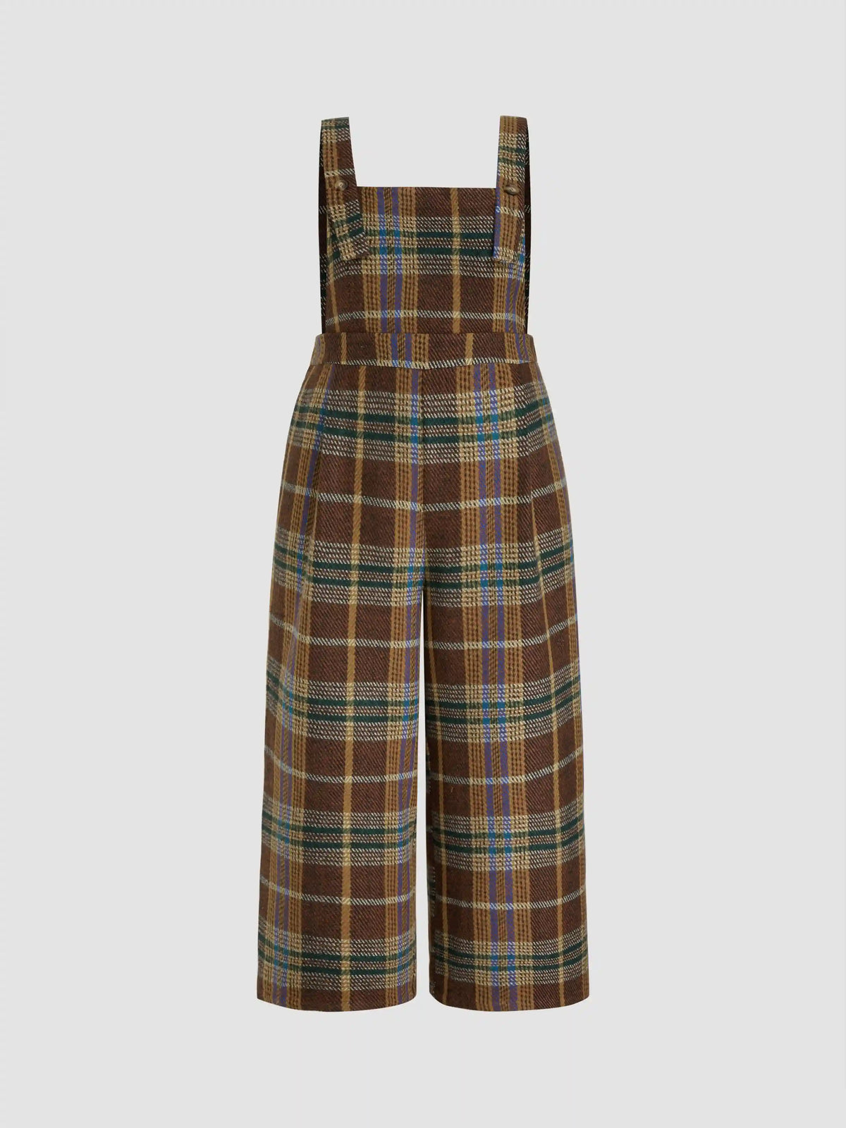 Tweed Plaid Pocket Wide Leg Jumpsuit Curve & Plus