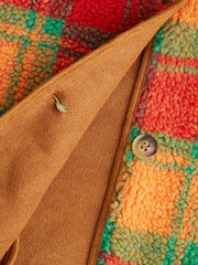 Plaid Teddy Fleece Jacket Curve & Plus