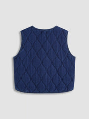 Denim Round Neckline Tie Front Knotted Vest Curve & Plus