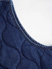 Denim Round Neckline Tie Front Knotted Vest Curve & Plus