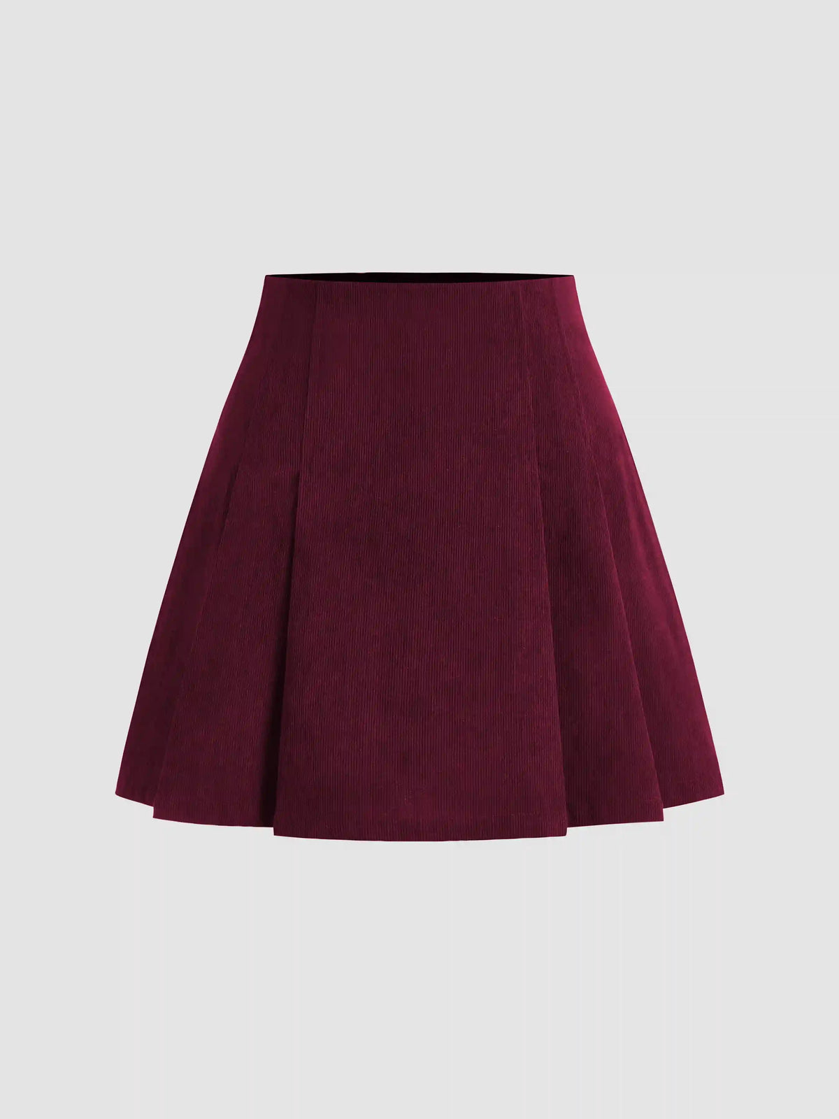 Corduroy Mid Rise Pleated Mini Skirt