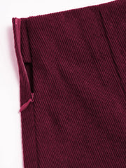 Corduroy Mid Rise Pleated Mini Skirt
