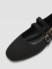 DOUBLE STRAP KNITTED MARY JANE FLATS