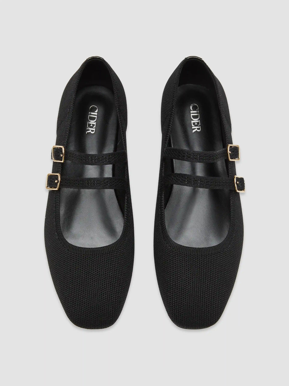 DOUBLE STRAP KNITTED MARY JANE FLATS