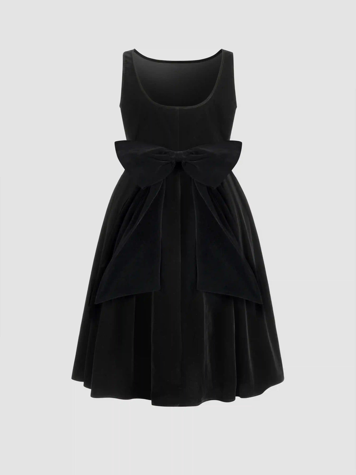 Velvet Boat Neck Bowknot Midi Dress Curve & Plus