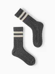 3 PAIRS STRIPED WOOL-BLEND CREW SOCKS