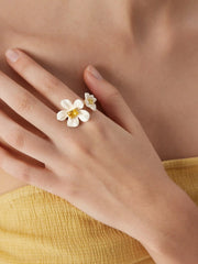 FLOWER ENAMEL ADJUSTABLE OPEN RING