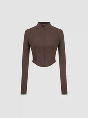 CIDERBUTTER™ Mandarin Collar Solid Zipper Active Jacket