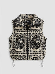 Fleece Floral Oversized Jacket Vest
