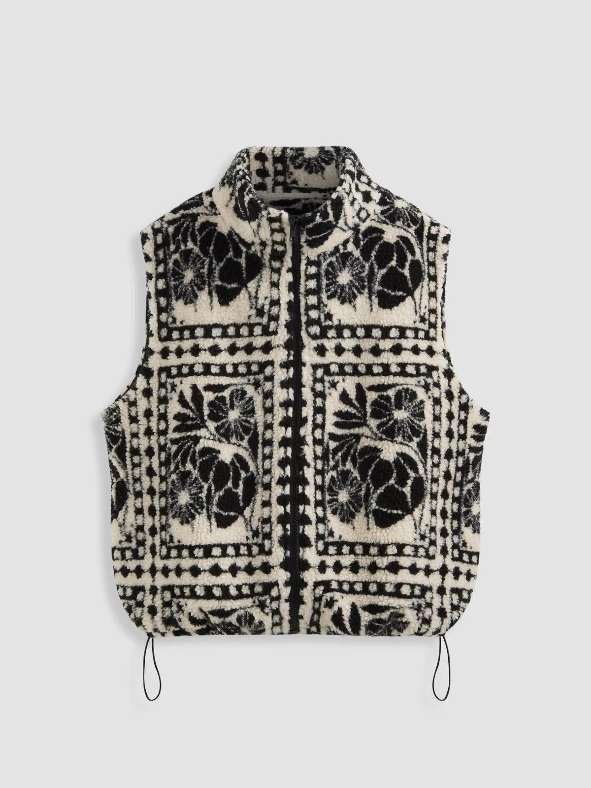 Fleece Floral Oversized Jacket Vest