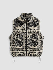 Fleece Floral Oversized Jacket Vest
