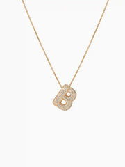 BUBBLE INITIAL LETTER RHINESTONE PENDANT NECKLACE