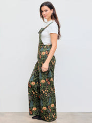 Updated Fabric Corduroy Square Neck Floral Pocket Jumpsuit
