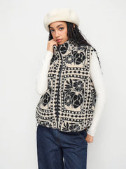 Fleece Floral Oversized Jacket Vest