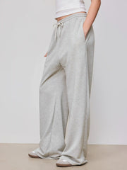 Petite Mid Rise Solid Drawstring Pocket Wide Leg Trousers