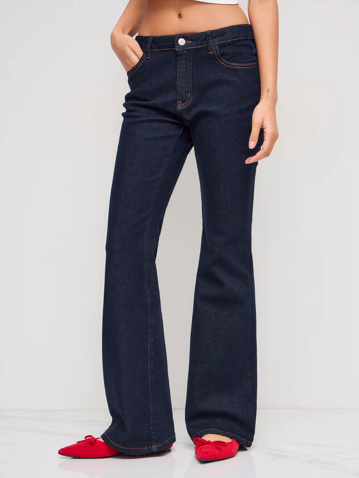 High Stretch Cider Denim Low Rise Flared Jeans