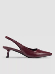 Metallic Pointed Toe Slingback Kitten Heels