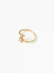LETTER & ZIRCON OPEN RING