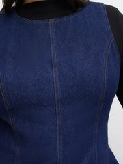 Denim Zipper Mini Dress Curve & Plus