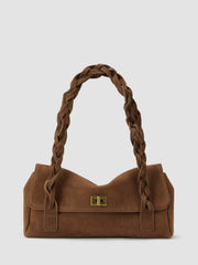 BRAIDED FAUX SUEDE SHOULDER BAG